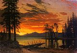 Albert Bierstadt Sunset over the River painting